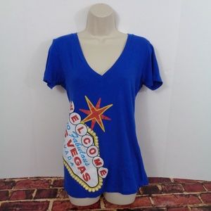 Welcome to Fabulous Las Vegas Blue V-Neck Womans L